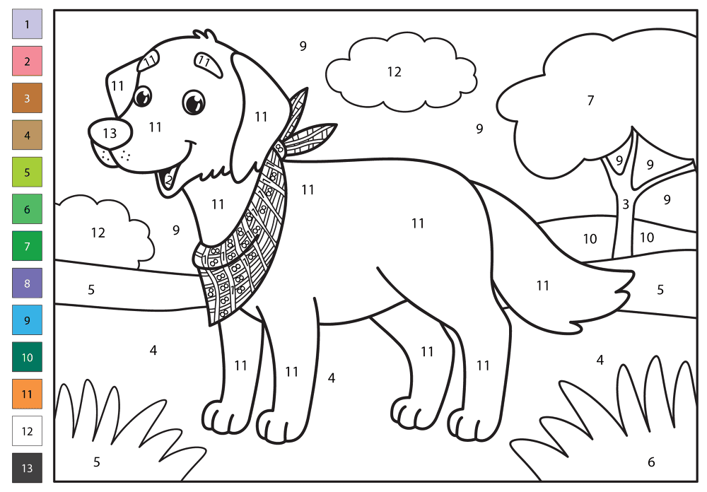 Labrador Color By Number Coloring Page Md Coloring Page — Free Printable — free printable coloring page